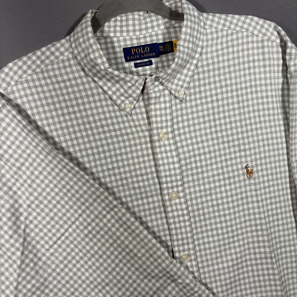 Polo Ralph Lauren Flesh Pony XXL Gray Gingham Classic Fit Button Down Oxford